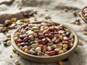 Dry Organic Assorted Bean Mixture in a Bowl