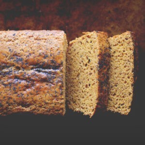 photo of a loaf of lemon poppy seed bread