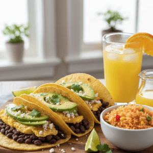 Breakfast tacos with Orange juice